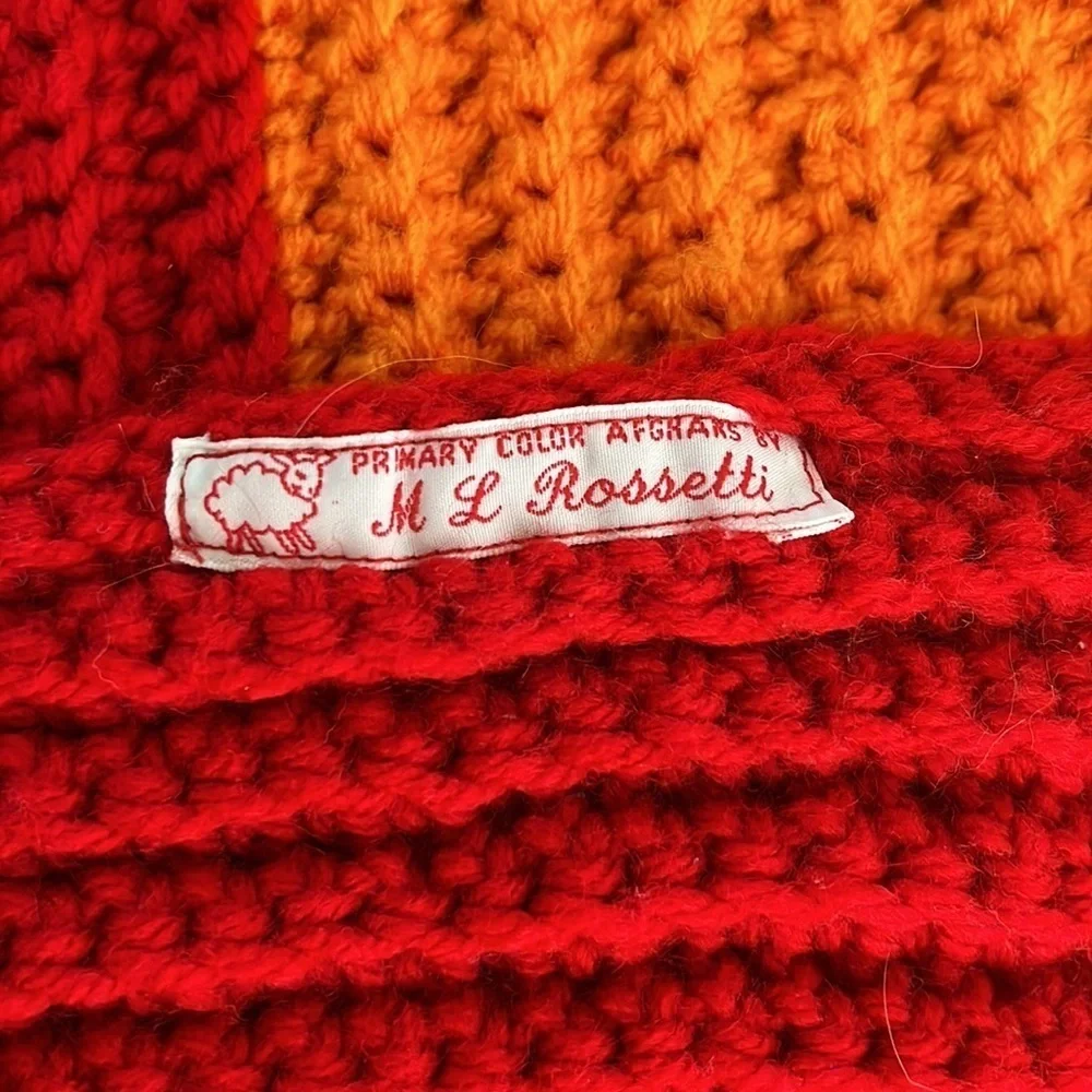 ML Rossetti Rainbow Knit Afghan Throw Blanket Striped Retro 50x43